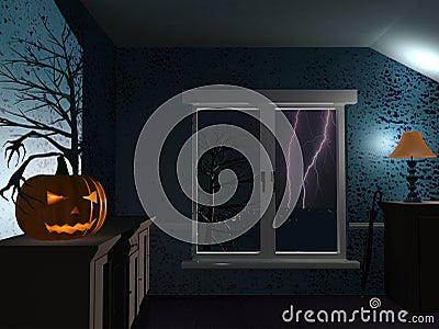 Halloween rainy night Stock Photo