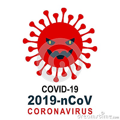 Scary deadly new coronavirus icon with teeth. Warning, precaution, attention, alert icon sign. Healthcare medicine protected Stock Photo