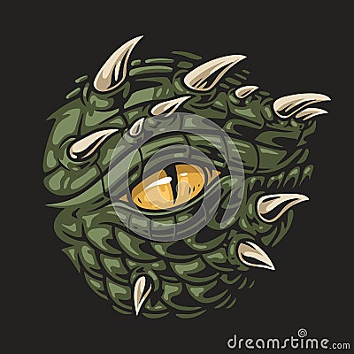 Scary dragon eye sticker colorful Vector Illustration