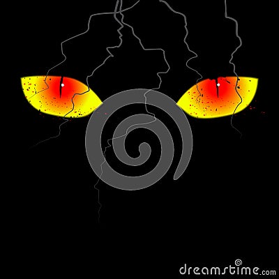 Scary eyes on the black background Vector Illustration