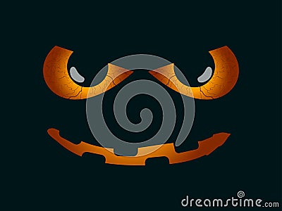 Scary face. Evil scary eyes, black pupils. Halloween element for design. Vector Vector Illustration