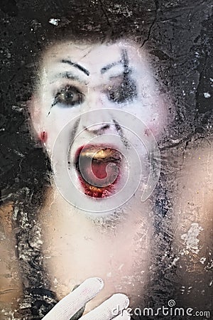 Scary face screaming mime Stock Photo