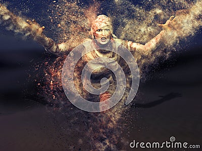 Scary Female Mummy Action Stock Photo