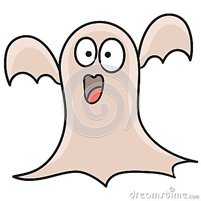 A scary ghost with a funny face. doodle icon image Vector Illustration