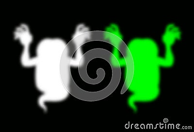 Scary ghost set. Horrible spook green and white. Phasing monster Vector Illustration