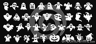 Scary ghosts design, Halloween characters icons set. Vector illustration Vector Illustration