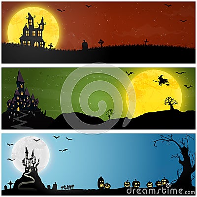 scary Halloween background collection Vector Illustration