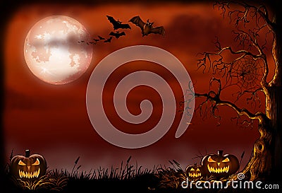 Scary Halloween background Illustration. Cartoon Illustration