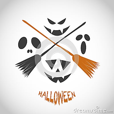 Scary Halloween Faces Vector Illustration