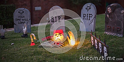 Scary Halloween Graveyard R.I.P. Stock Photo