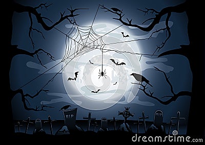 Scary Halloween night Vector Illustration