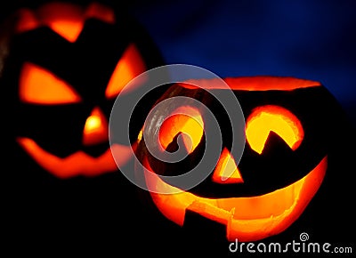 Scary halloween pumpkins jack-o-lantern Stock Photo