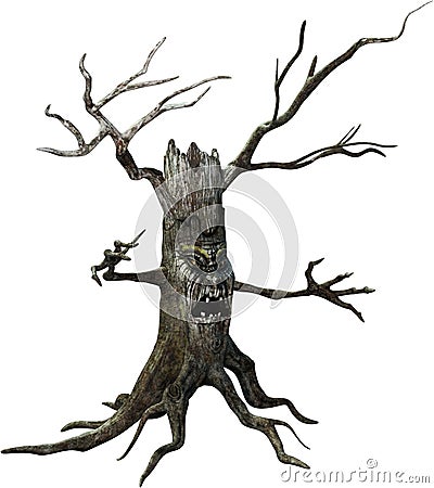 Scary Halloween Tree Monster Isolated Stock Photo