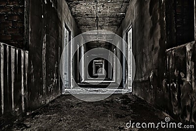 scary hallway walkway Stock Photo