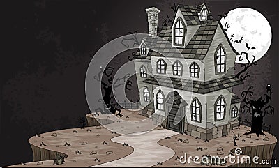 Scary haunted house. Vector Illustration