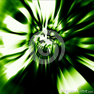 Scary head of zombie woman with disheveled hair. Illustration in green color. Stock Photo