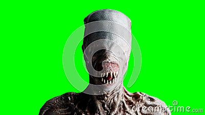 Scary, horror monster. Fear concept. green screen, isolate. 3d rendering. Stock Photo
