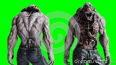 Scary, horror monster. Fear concept. green screen, isolate. 3d rendering. Stock Photo