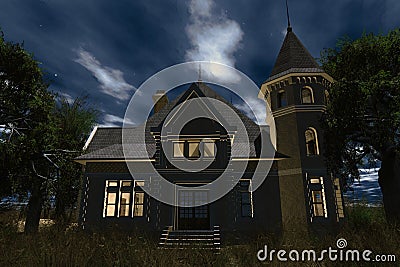 Scary House 3D render Stock Photo