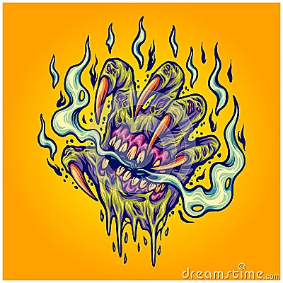 Scary monster hand smoke illustration Vector Illustration