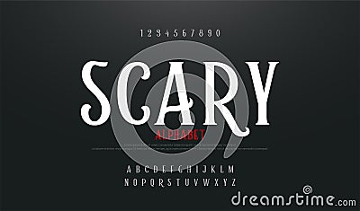 Scary movie alphabet font. Typography horror designs concept. vector illustration Vector Illustration
