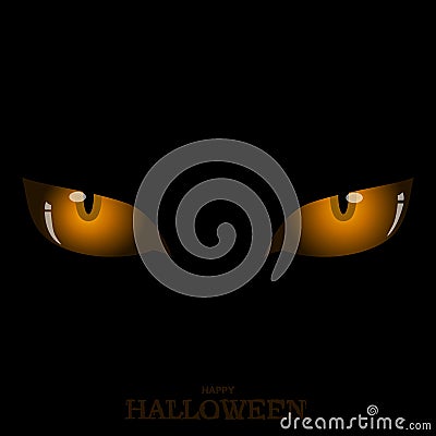 Scary orange cat's eyes Vector Illustration