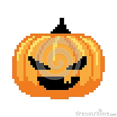 Scary Pumpkin Halloween Pixel Art Stock Photo