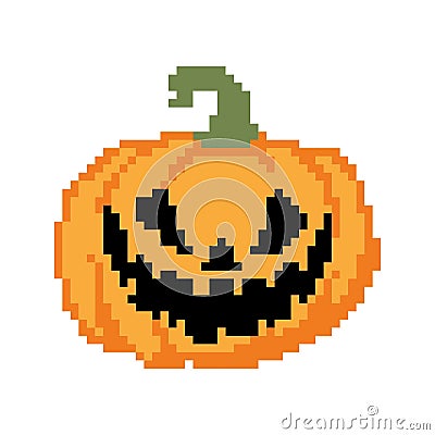 Scary Pumpkin Halloween Pixel Art Stock Photo