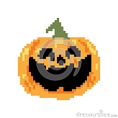 Scary Pumpkin Halloween Pixel Art Stock Photo