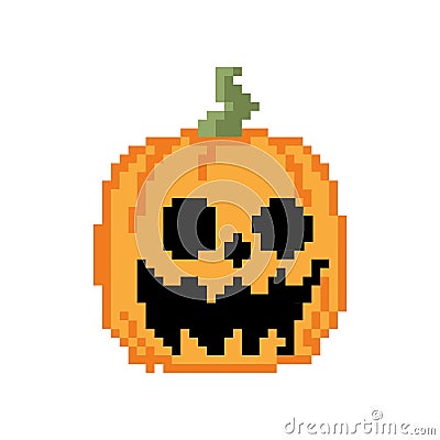 Scary Pumpkin Halloween Pixel Art Stock Photo