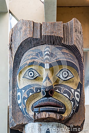 Scary Totem Face Stock Photo