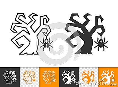 Scary Tree simple black line vector icon Vector Illustration