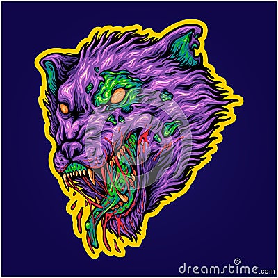 Scary werewolf head monster illustration Vector Illustration