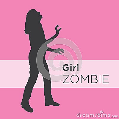 Scary Zombie Silhouette side view images Vector Illustration