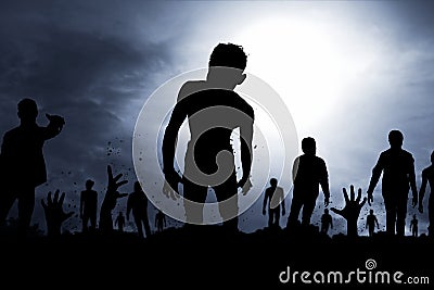 Scary zombies silhouette Stock Photo