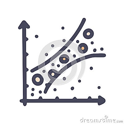 scatter chart color vector doodle simple icon Vector Illustration