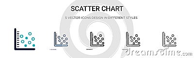 Scatter chart icon in filled, thin line, outline and stroke style. Vector illustration of two colored and black scatter chart Vector Illustration