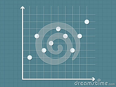 Scatter diagram chart on dark blue background vector for business and education Vector Illustration