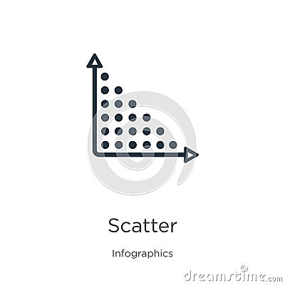 Scatter icon. Thin linear scatter outline icon isolated on white background from infographics collection. Line vector scatter sign Vector Illustration