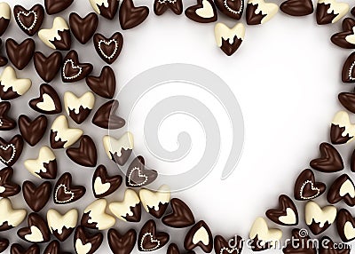 Scattered chocolate candy hearts Stock Photo