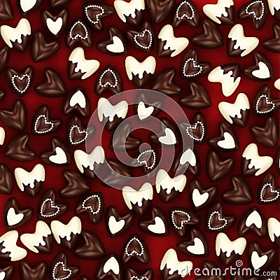 Scattered chocolate candy hearts Stock Photo