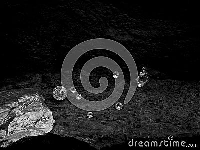 Scattered Diamonds on a Bed of Rock Stock Photo