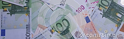 Scattered euro currency banknotes, closeup view Stock Photo