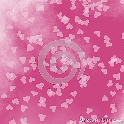 Scattered hearts and watercolor pattern Stock Photo