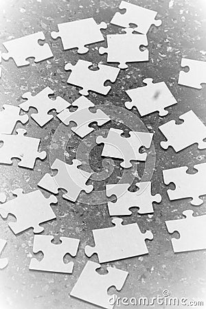 Scattered jigsaw peaces Stock Photo