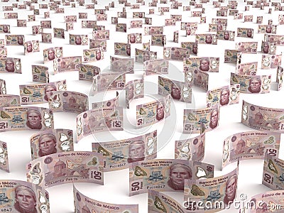 Scattered Mexican Pesos Stock Photo