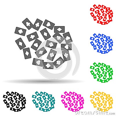 Scattered playing cards multi color style icon. Simple glyph, flat vector of chaos icons for ui and ux, website or mobile Stock Photo