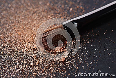 Scattered powder and make up brush Stock Photo