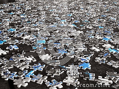 Scattered Puzzle Pieces Stock Photo