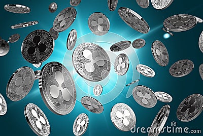 Scattered Ripple coins on a lighted background. Editorial Stock Photo